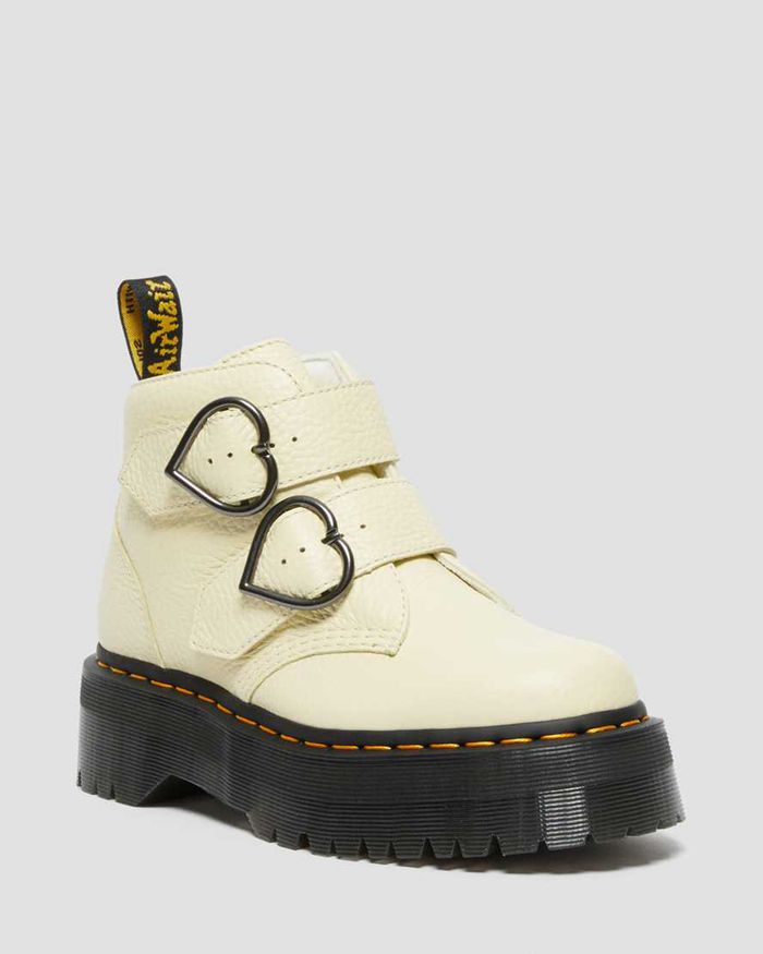 Dr Martens Vintersko Dame Beige Devon Heart Læder Platform 6341DGHYW